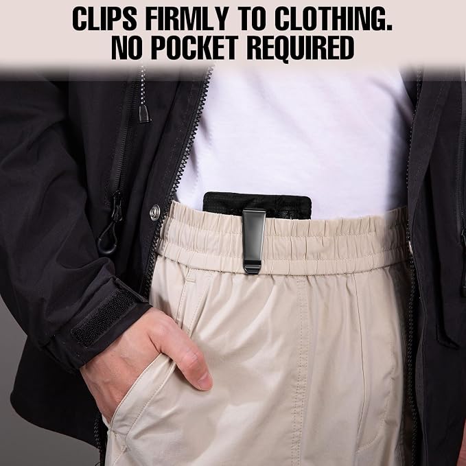 KOSMCCO RFID Blocking Clip Stash Pocket Travel Belt Wallet, Black, Medium | Compact Hidden Design, For Cards & Cash, Slim Pickpocket-Proof, Everyday Carry - Image 5