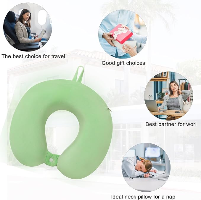 Neck Pillows for Travel Comfortable Travel Neck Pillow U Shape Memory Foam Support Neck and Head Portable Neck Travel Pillow Suitable for Airplane Trains Car Travelings - Image 6