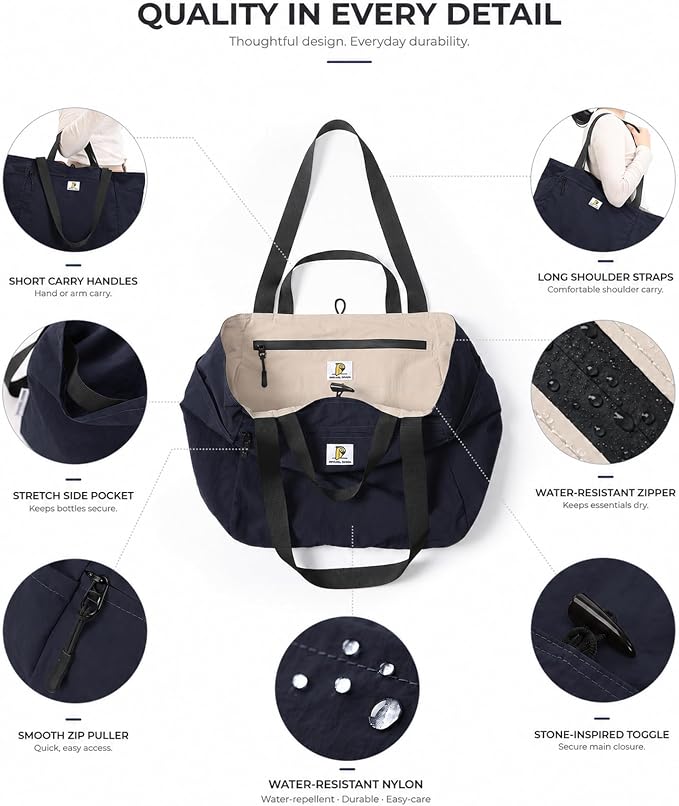 Reversible Travel Tote Bag, Foldable Carry On Shoulder Bag with Large Capacity for Airport, Shopping, Gym & Daily Use - Image 5