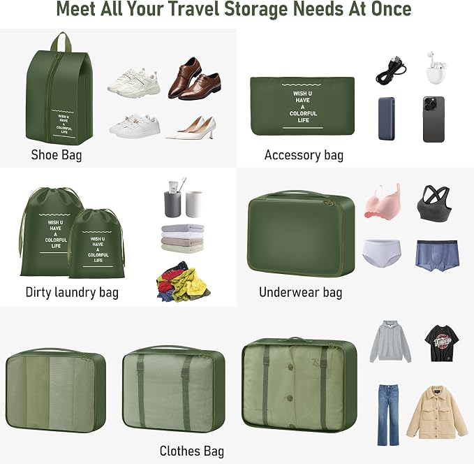 8 Set Packing Cubes for Travel Suitcase Organizer Bags Luggage Packing Cubes Set Travel Essentials Accessories Gifts for Women - Image 4