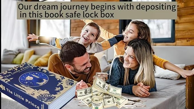 Book Safe with Key Lock - Hidden Compartment Security Box for Cash, Jewelry & Passports | Portable Steel Lockbox for Home, Office, Travel | 9.5"x6.2"x2.2" | Cosmetic Bag Included (The Little Prince) - Image 2