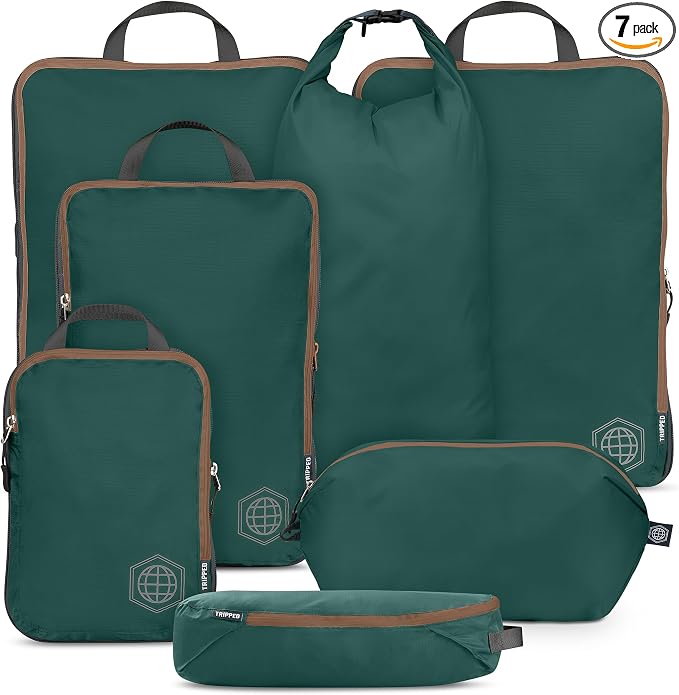TRIPPED Travel Gear Large Compression Packing Cubes 7-Piece Set for Travel by TRIPPEDTravelGear