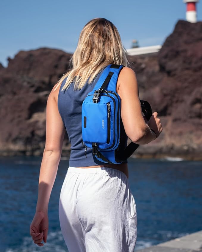 WATERFLY Fanny Pack Waist Bag: 3L Large RFID Anti-Theft for Travel | 180-Degree Opening Design, 5 Pockets, Nylon, Reflective Webbing, Adjustable Buckles, Hiking Daily Use, Women Men - Image 7