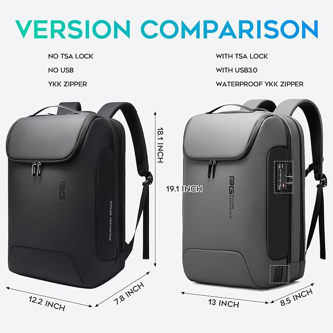 BANGE Anti-Theft Backpack with USB Charging Port 17.3 Inch Business Laptop Backpack - Image 6
