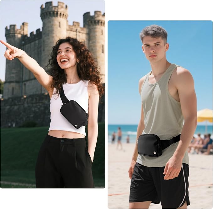 Anti Theft Fanny Pack 2L Belt Bag Crossbody Bag for Women Men Rfid Blocking Sling Waist Bags for Travel, Black - Image 3