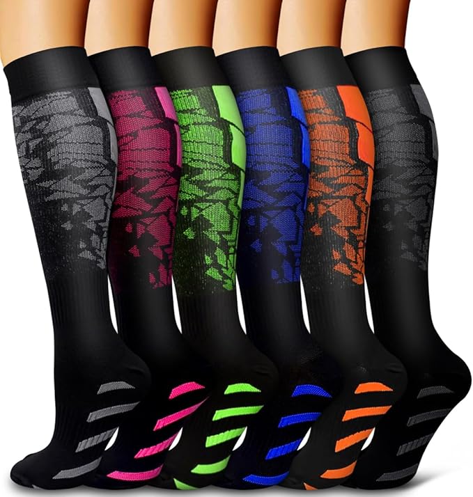 6 Pack Copper Compression Socks for Women and Men Circulation-Best Support for Medical,Running,Nursing,Athletic by Bluemaple