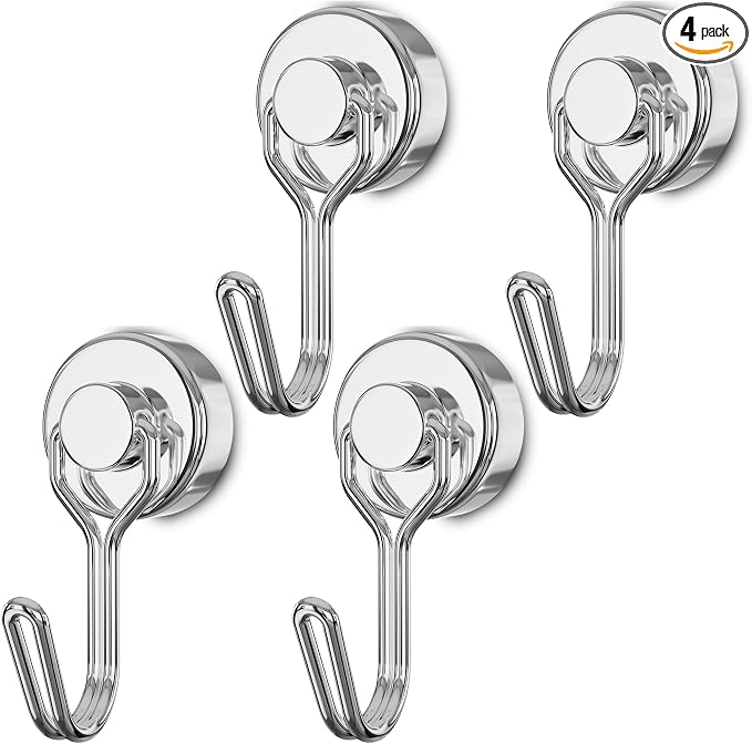 Tohoer Magnetic Hooks, Neodymium Magnet Hook Heavy Duty 30LBS with Rust Proof for Cruise Essentials, Indoor Outdoor Hangers Hanging, Refrigerator, Fridge, Grill, Tools, Kitchen, Key Holders, Storage by Tohoer