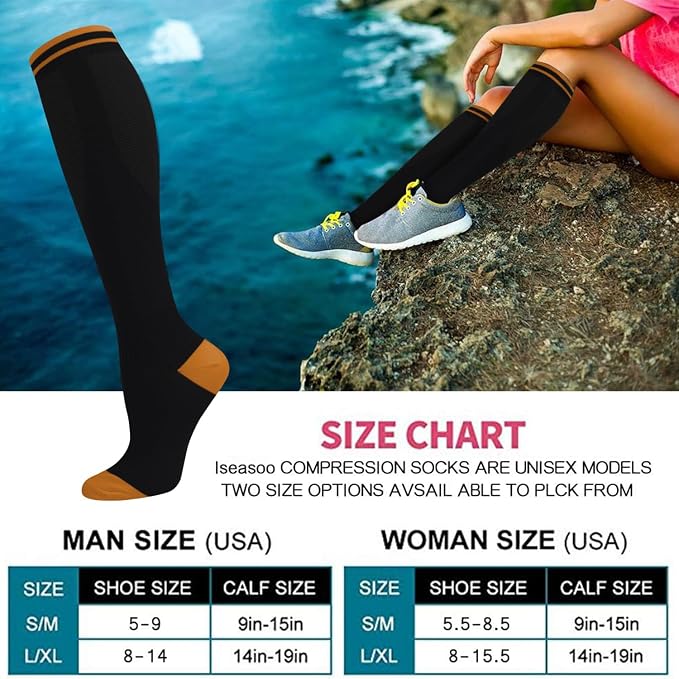 Copper Compression Socks 15-20 mmHg for Men & Women 8 Pairs – Circulation Support for Nurses, Travel, Running, Hiking, Soccer - Image 6