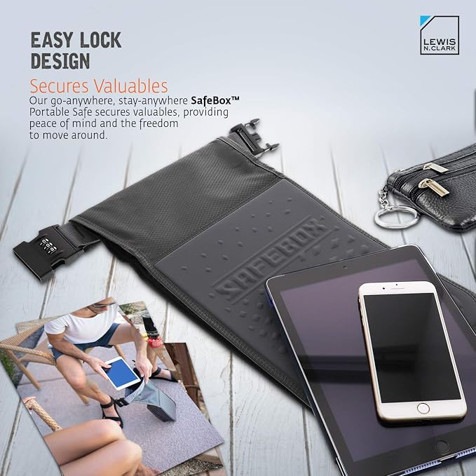 Lewis N. Clark Safebox Portable Safe with Anti Theft Combination Lock and Slash Resistant Material to Protect Wallet, iPhone and Valuables at the Beach, Pool, Camping + Hotel, Small (Pack of 12) - Image 5