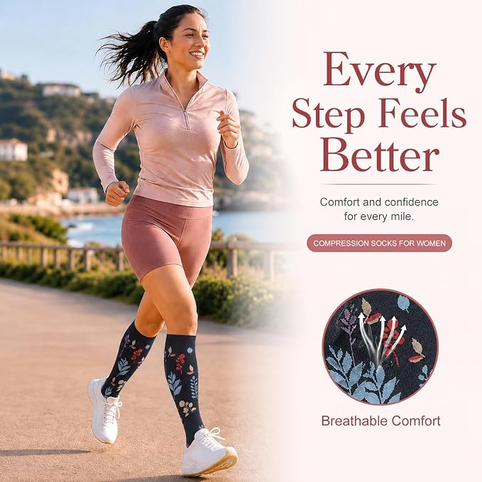 4 Pairs-Compression Socks for Women&Men Circulation-Best Support for Nurses,Running,Athletic - Image 4