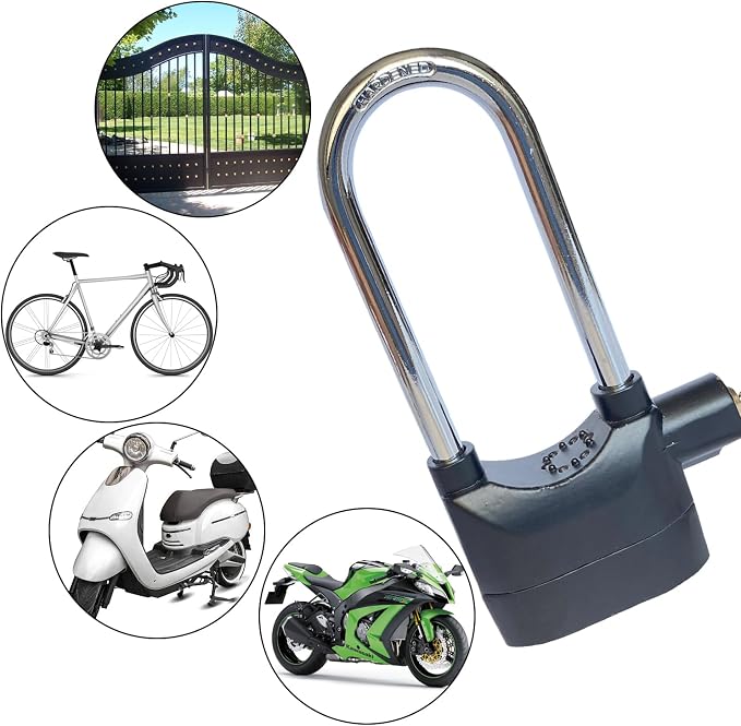 Long Cross-Beam Alarm Lock 110dba Universal Security Alarm Lock System Anti-Theft for Door Motor Bicycle Padlock with 3 Keys (1PCS) - Image 3