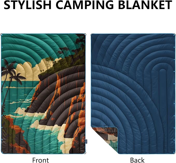 Camping Blanket,Puffy Printed Camp Blankets Lightweight Packable for Outdoor Camping,Traveling, Stadium, Hiking, Picnics - Image 2