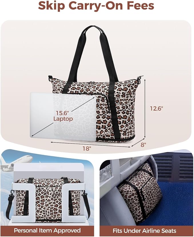 WANDF Foldable Expandable Personal Item Travel Bag for Women Carry On | 18x14x8 inches, Frontier Airline Underseat Fit, Weekend Getaways - Image 4