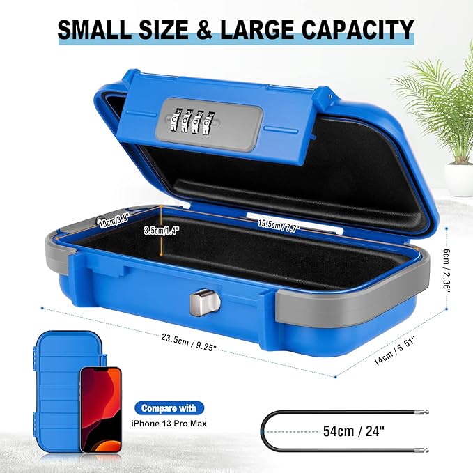 BKNOOU Portable Travel Safe with Removable Chain, Anti-Theft Beach Safe Box, Waterproof Combination Lock Box for Travel, Dorm, Beach, Hotel, Car, Home, Office - Image 4