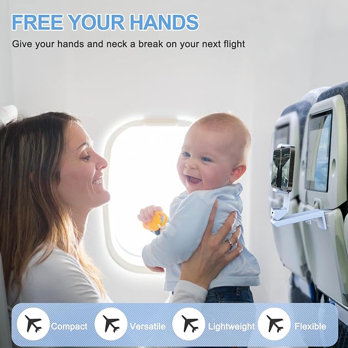 Perilogics Airplane Phone Holder Mount Universal in Flight Hands Free Viewing with Multi-Directional Dual 360 Degree Rotation. The Go-to Choice for Frequent Flyers and Travelers’ Favorite. - Image 2