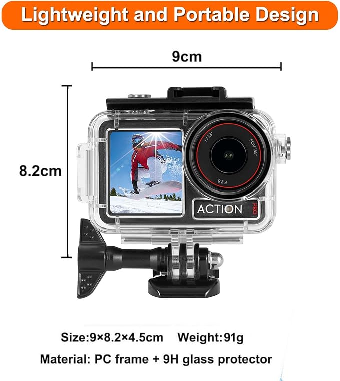 BO&DQQ Underwater Waterproof Case Compatible with DJI Osmo Action 5 Pro/Action 4/Action 3, 164FT/50M Dive Diving Housing Cover Shell with Anti-Fog Inserts Accessories - Image 3