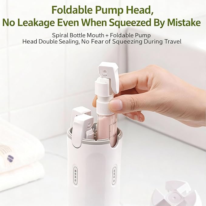 4 in 1 Travel Dispenser Bottle,4 Pack 30ML Travel Bottles for Toiletries, Leak Proof Travel Size Containers (Light Green, OneSize) - Image 8