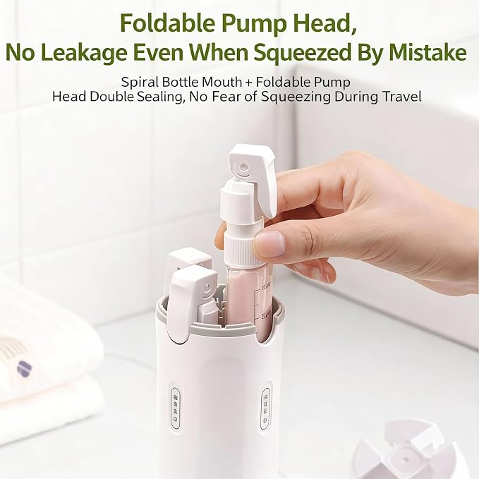 4 in 1 Travel Dispenser Bottle,4 Pack 30ML Travel Bottles for Toiletries, Leak Proof Travel Size Containers (White, OneSize) - Image 4