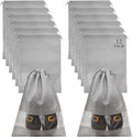 12 Pcs Portable Travel Shoe Bags, 17.3 x 12.6 Inches Waterproof Non-Woven Shoe Organizers Storage Bags, Large Drawstring Shoes Pouch Packing Organizers with Rope for Men, Women, Children (Grey) by KINYFY