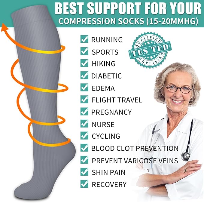 3 Pack Medical Compression Sock-Compression Sock For Women and Men Circulation -Best for Running,Nursing,Athletic Sports - Image 5