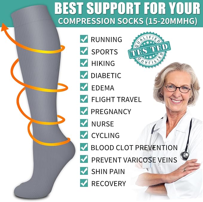 3 Pack Medical Compression Sock-Compression Sock For Women and Men Circulation -Best for Running,Nursing,Athletic Sports - Image 5