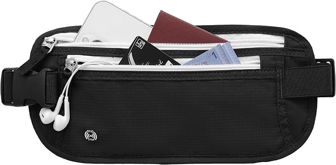 XIEEAOZEE Travel Money Belt, RFID Blocking & Hidden Travel Waist Wallet | Fanny Pack for Men Women, Hidden Passport Holder to Protect Credit Cards, Passports and Documents by XIEEAOZEE