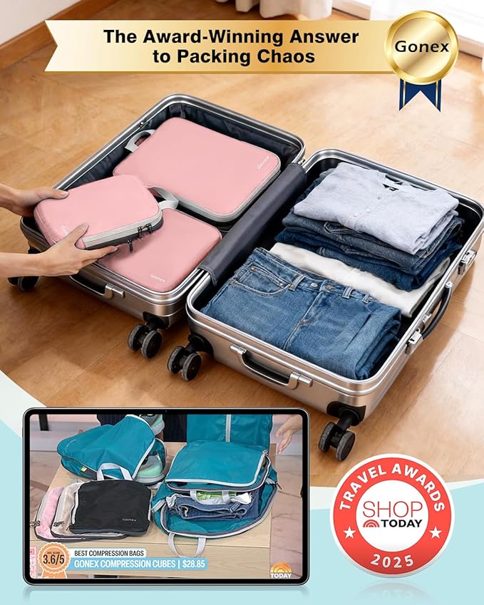 Gonex Compression Packing Cubes, 4-Piece Expandable Travel Organizers | Double-Zip Compression, Space-Saving Design, Ripstop Fabric, Carry-On & Backpack Friendly, Family & Business Travel - Image 2