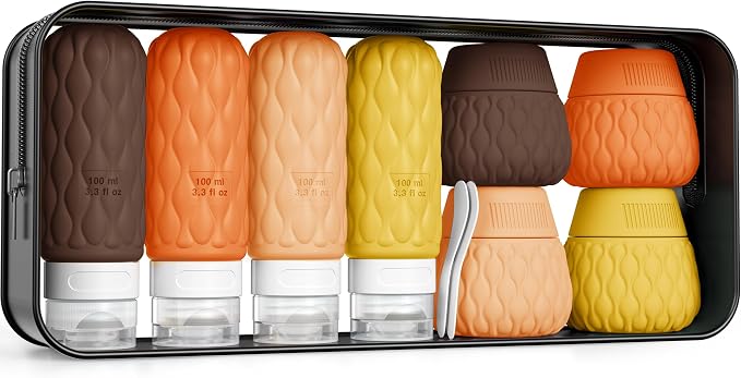 Travel Bottles for Toiletries Silicone Travel Size Containers 3.4oz 1.7oz | Travel Essentials TSA Approved Leakproof Refillable Squeeze Bottles with Labels/Clear Bag for Shampoo, Conditioner, Creams by Lericttor