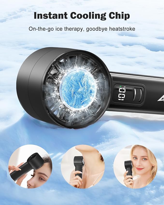 AMACOOL Handheld Fan with Ice Cooler, Mini Portable Fan Rechargeable, 18Hrs Cooling, 0-100 Adjustable Speed, Small Yet Powerful, Personal Hand Fans for Travel, Beach, Outdoor, Makeup, Gifts for Women | Gifts for Mom Her Women Girl, Small Yet Powerful, ... - Image 2