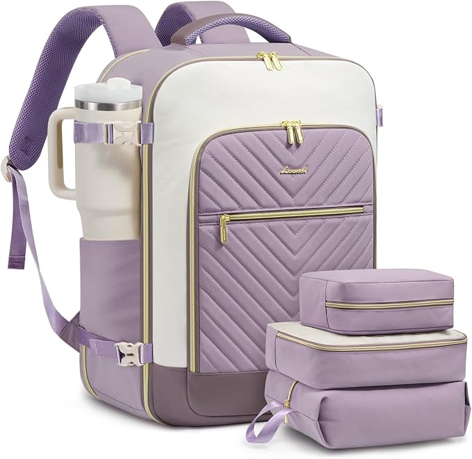 LOVEVOOK Large Travel Backpack for Women, TSA Carry on Backpack for Airplanes, 40L Personal Item Travel Bag for Women fits 17" Laptop,Waterproof Carry on Bag Airplane Approved with 3 Packing Cubes by LOVEVOOK