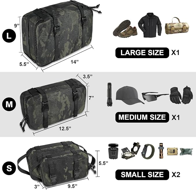 4 Set Tactical Packing Cubes ，Compressible Mesh Duffle Storage Bag,Portable Edc Molle Pouch Organizer. - Image 4