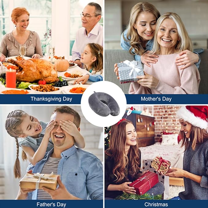 GDEOUP Travel Pillow 100% Pure Comfortable U Shape Memory Foam Pillows Neck and Head Support Portable Travel Neck Pillow Suitable for Planes Airplane for Traveling,Train,Self-Drivingng Car,(Grey) - Image 7