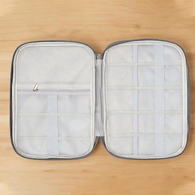 Yamrots Travel Cable Organizer, Electronic Organizer Travel Case, Portable Storage Bag for SD Card, Charger, Power Bank, Earphone (Grey) - Image 6