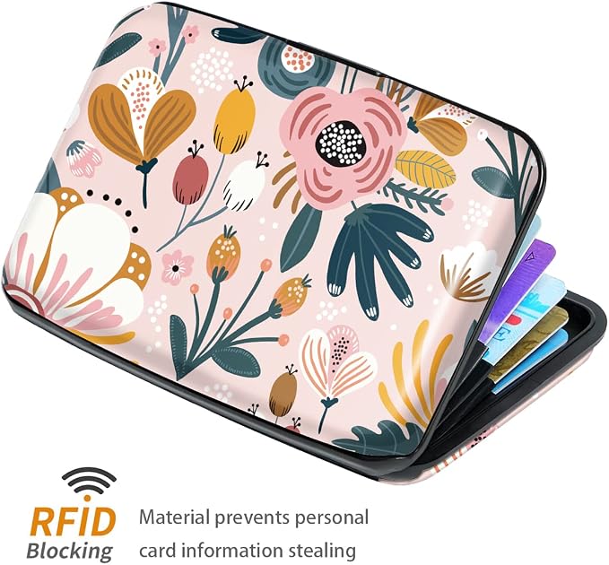 Coco Rossi Credit Card Holder RFID Aluminum Small Mini Wallet Women | Metal Wallet, Business Cards Holder, ID Case, Slim Sleeves, Womens Girls Gift, Carry Proof Wallets for Travel, Pink Flower - Image 4