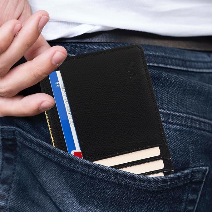 Valentoria Slim RFID Blocking Card Holder Small Pocket Wallet Keychian Zipper Coin Purse Mini Cash & Coin & Cards Case for Women Men | Slim - Image 4