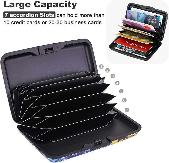 Mini RFID Aluminum Wallet Credit Cards Holder Business Card Case Metal ID Case for Men Women (Sun flower) - Image 5