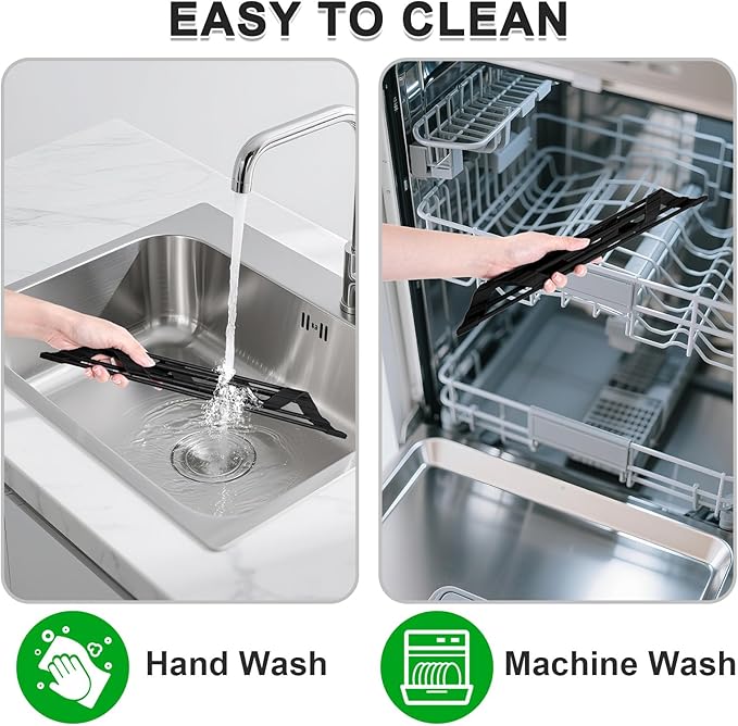 HANZENMA Triangular Sink Rack, Multi-Functional Rack Above the countertop, Foldable Sink Drying mat, Heat-Resistant, Non-Slip, and Rust-Proof Dish Rack (Black) - Image 6