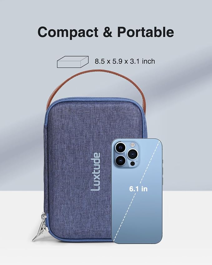 Electronic Organizer Travel Case, Double Layer Tech Organizers | Hard Shell Zipper Case for Electronics, Travel Essentials, Blue (External Size 8.5 x 5.9 x 3.1 Inch) - Image 5