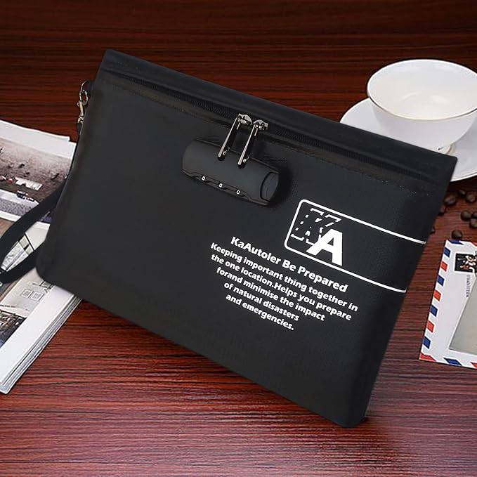 Fireproof Money Bag with Lock KaAutoler Fireproof and Waterproof Cash Bag with Zipper Closure Fireproof Money Pouch Locking Accessories Pouch for Cash (11"*7.5") - Image 5