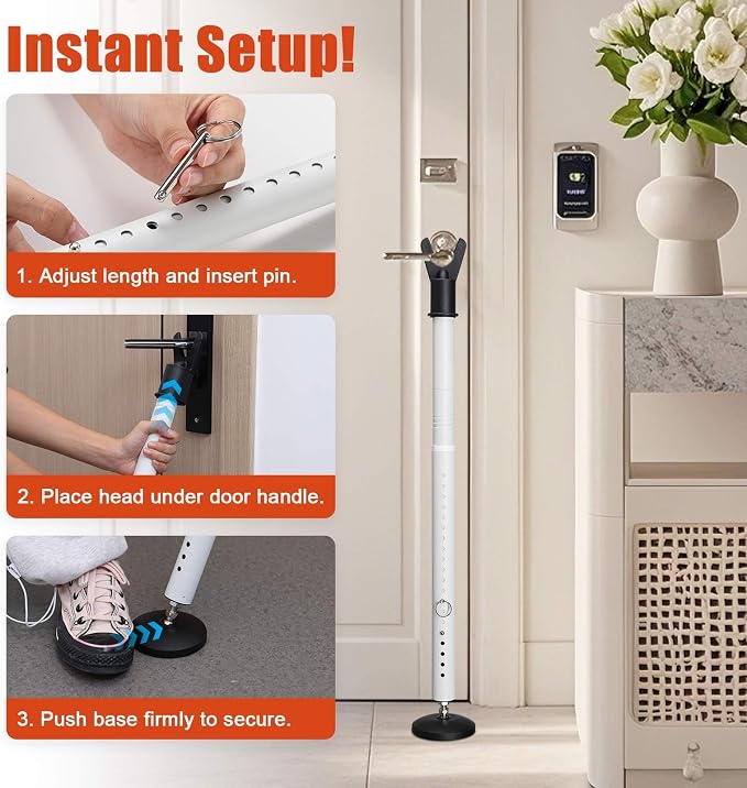 Door Security Bar for Home & Travel - 21-52" Adjustable Heavy Duty Anti-Burglar Door Stopper Stick,Anti-Slip Base for Front, Patio, Sliding Window,Hotel,Apartment - Women,Travelers Essentials - Image 6