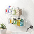 PAVSTINE 2 Pcs Clear Shower Shelf, Large Bathroom Wall Mounted Shower Caddy | No Drill Self Adhesive Bathroom Organizer with Self Adhesive Tape by PAVSTINE