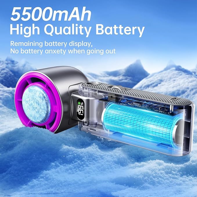 Pro Handheld Portable fan with Turbo Cooling, Speed(1-199) 5500mAh | 20000 RPM Hand Held Fan Rechargeable Powerful Mini Personal fan for Travel, Outdoor, Beach & Makeup - Image 5