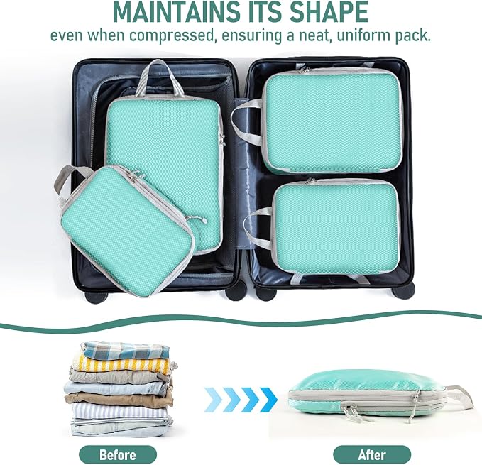 4 Set Packing Cubes For Travel Essentials, Luggage Packing Organization Cubes Suitcase Organizer Bags Set For Luggage Travel Packing Cubes For Suitcases Durable (4 Pcs, Blue) - Image 5