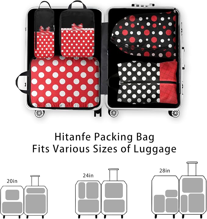 6 Pcs Compression Packing Cubes for Travel, Waterproof Luggage Organizer Washable Storage Bags Set - Packaging Cubes for Backpack Travel and Carry-Ons - Image 5