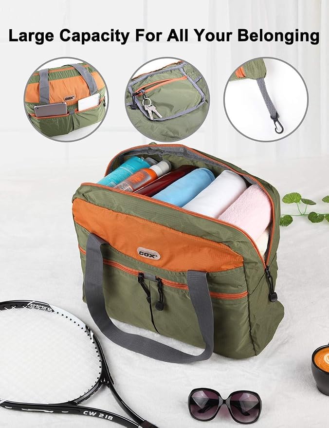 Packable Tote Bag Extra Small Duffel Bag Carry On Under Seat 20L Foldable | Nylon Packable Bag Travel Light Mens Personal Item Travel Bag Airplane Purse Carry On Bag for Women to Stand On Suitcase - Image 7