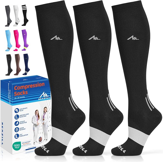 NEWZILL Medical Compression Socks for Women & Men, 20-30 mmHg Knee-High Support for Circulation, All-Day Comfort for Work Travel Running Cycling and Fitness by NEWZILL