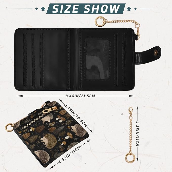 Night Hedgehog Mushroom Women's Wallets RFID Blocking,Credit Card Holder Bifold Wallet,Slim Card Cases,PU Leather Travel Wallet for men Girls - Image 3