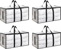 4 Pack-Extra Large Heavy Duty Moving Bags - Waterproof Storage Totes with Handles & Zippers, Foldable for College Dorm, Storage (Clear) by Unknown