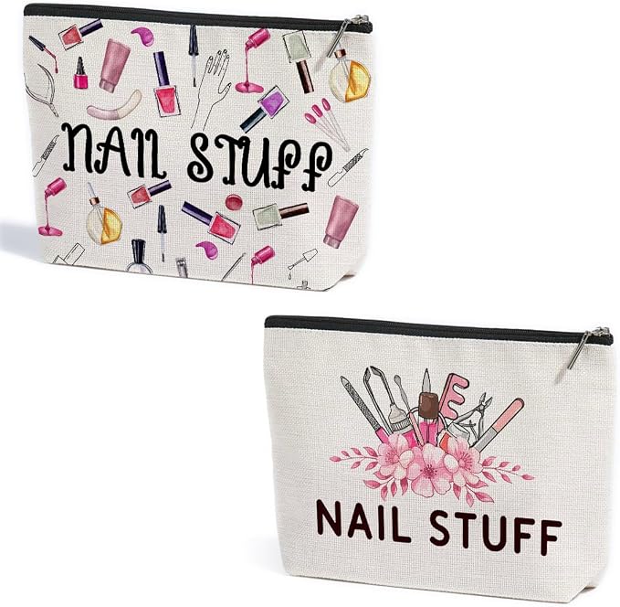 ZHAMEN 2Pcs Makeup Bag Portable Pouch Purse Cosmetic Bags for Women | Cosmetic Bags for Women Manicurist Travel Makeup Toiletries Accessories, Christmas Birthday Gifts for Women by ZHAMEN