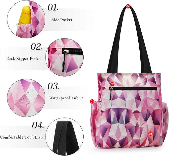 HUA ANGEL Floral Tote Bag - Casual Shoulder Bag Daily Tote Bag with Zipper Gym Travel Shopping Work Handbag for Women - Image 4